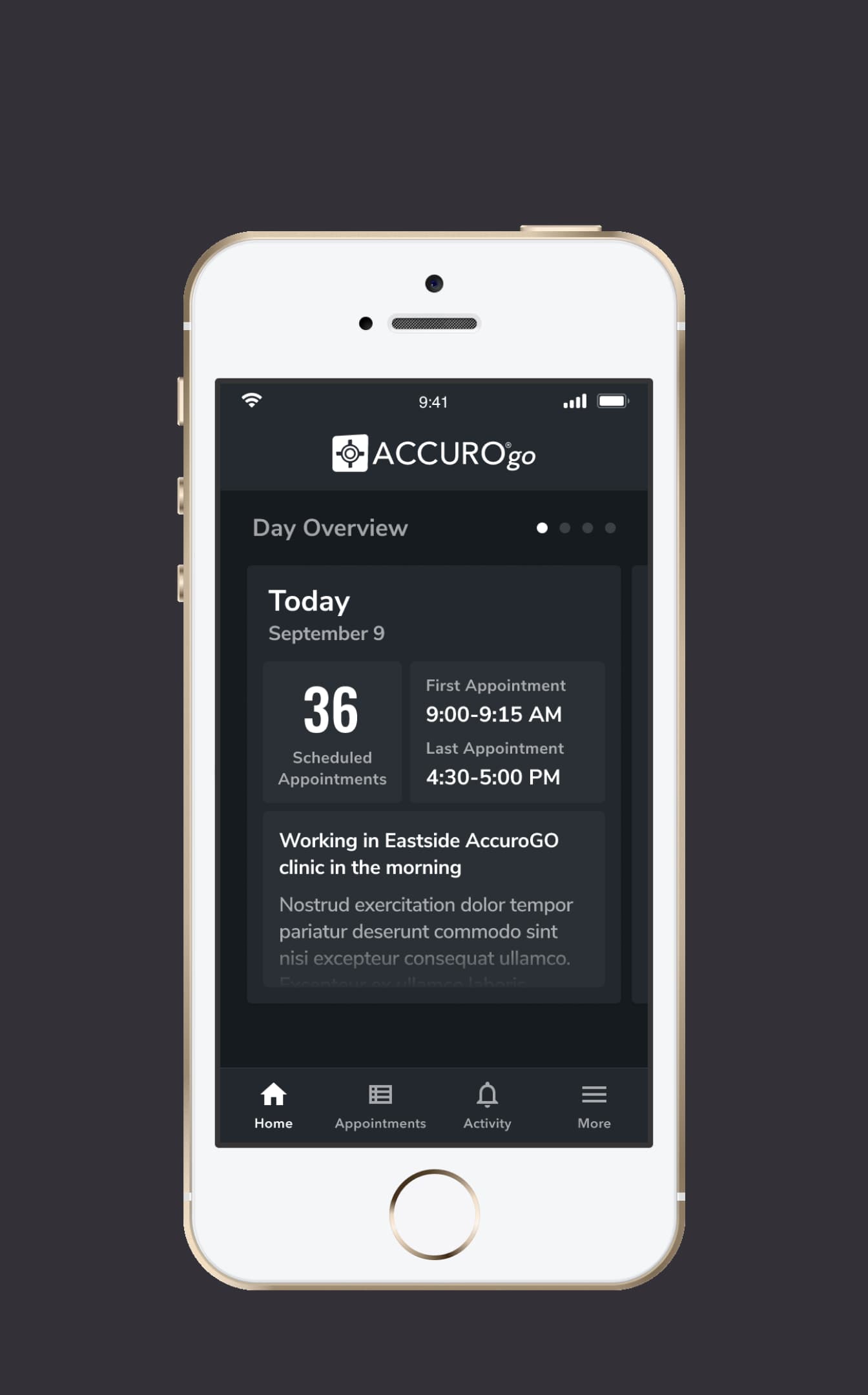 Home screen - Dark mode